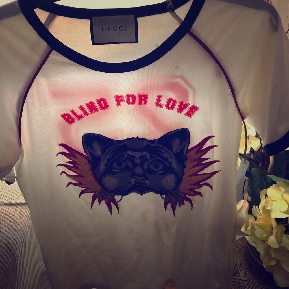 Gucci Blind for love black cat shirt